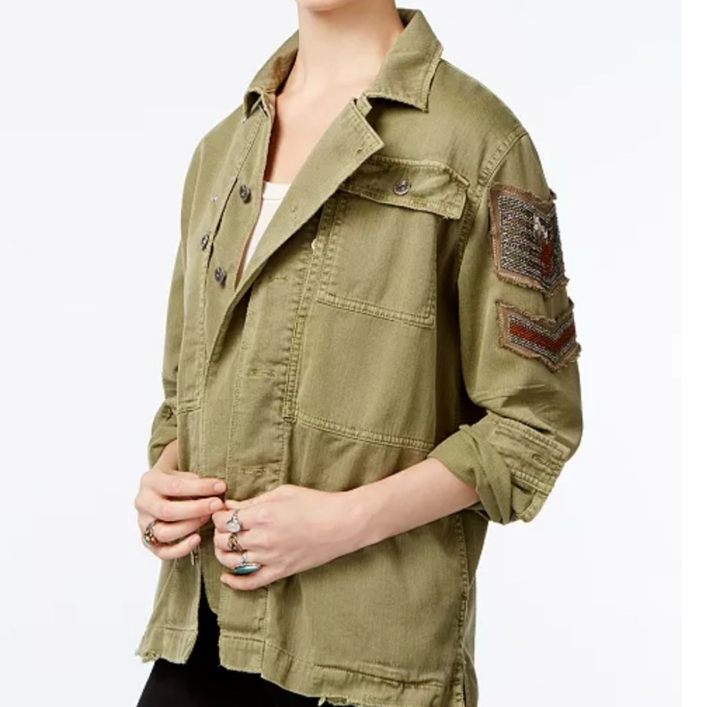 Free People Olive Green Military Jacket